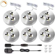 🔆 moobibear under cabinet lighting kit - 6 pack of dimmable warm white led puck lights, 1800lm, 3w, perfect for kitchen, closet, bookshelf - plug in under cabinet led light логотип