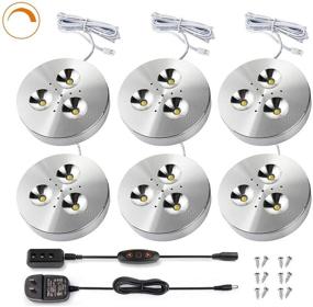 img 4 attached to 🔆 Moobibear Under Cabinet Lighting Kit - 6 Pack of Dimmable Warm White LED Puck Lights, 1800lm, 3W, Perfect for Kitchen, Closet, Bookshelf - Plug in Under Cabinet LED Light