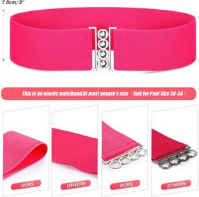 img 2 attached to 🌈 Reviving the 80s: Stylish Neon Elastic Belt with Retro Clasp Buckle for Women & Girls