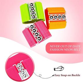 img 1 attached to 🌈 Reviving the 80s: Stylish Neon Elastic Belt with Retro Clasp Buckle for Women & Girls