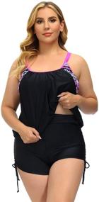 img 3 attached to 👙 Women's Plus Size Striped Printed Strappy Tankini Top with Shorts Two Piece Swimsuit by Hanna Nikole