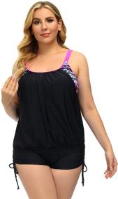 img 2 attached to 👙 Women's Plus Size Striped Printed Strappy Tankini Top with Shorts Two Piece Swimsuit by Hanna Nikole