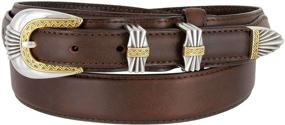 img 1 attached to Genuine Leather Western Men's Accessories – Silver Oil Tanned Belts