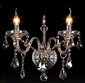 img 2 attached to 💎 Stylish Crystal Wall Sconces - 2 Lights, 2 Bulbs - Cognac Color - Ideal for Corridors and Hallways