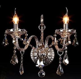 img 1 attached to 💎 Stylish Crystal Wall Sconces - 2 Lights, 2 Bulbs - Cognac Color - Ideal for Corridors and Hallways