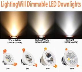 img 2 attached to LightingWill 10-Pack 3W CRI80 LED Downlight Dimmable 247LM Directional Recessed COB Ceiling Light Cut-Out 2In(51Mm) 60 Beam Angle 4000K-4500K Natural White 25W Halogen Bulbs Equivalent