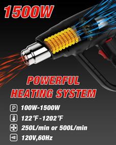 img 3 attached to 🔥 Heat Gun Kit with Dual Fan Speed Settings – 1500W, Variable Temperature Control (122℉〜1202℉) – Ideal for Crafts, Epoxy Resin, Vinyl Wrap, Shrink Wrapping, Electronics Repair & Automotive Projects