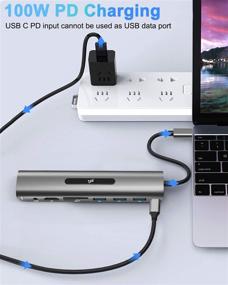 img 1 attached to 💻 9-in-1 USB-C Docking Station Adapter with 4K HDMI, VGA, 100W PD, 4 USB Ports, SD TF Card Reader - Multiport Hub for MacBook Pro/Air and USB-C Laptops