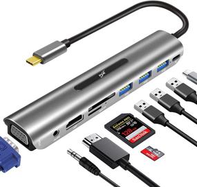 img 4 attached to 💻 9-in-1 USB-C Docking Station Adapter with 4K HDMI, VGA, 100W PD, 4 USB Ports, SD TF Card Reader - Multiport Hub for MacBook Pro/Air and USB-C Laptops