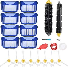 img 4 attached to LOVECO Replacement Accessory Kit for iRobot Roomba 600 & 500 Series - 8 Filter, 8 Side Brush, 1 Bristle and Flexible Beater Brush, 1 Cleaning Tool