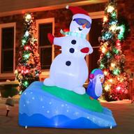 ❄️ joiedomi 6 ft tall snowboarding snowman inflatable with penguin - christmas party indoor/outdoor winter decorations, built-in blow-up inflatables for yard, garden, and lawn logo