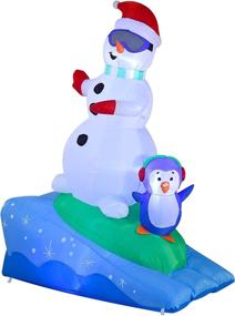 img 3 attached to ❄️ Joiedomi 6 FT Tall Snowboarding Snowman Inflatable with Penguin - Christmas Party Indoor/Outdoor Winter Decorations, Built-in Blow-up Inflatables for Yard, Garden, and Lawn