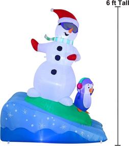 img 2 attached to ❄️ Joiedomi 6 FT Tall Snowboarding Snowman Inflatable with Penguin - Christmas Party Indoor/Outdoor Winter Decorations, Built-in Blow-up Inflatables for Yard, Garden, and Lawn