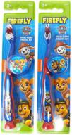 🦷 firefly nickelodeon paw patrol kids toothbrushes (pack of 2) - suction cup, cap, blue color - ideal for boys 3+ yrs logo