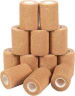 🩹 flexible self adhesive bandage wrap: tan cohesive tape (3 in x 5 yards, 12-pack) логотип