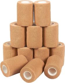 img 3 attached to 🩹 Flexible Self Adhesive Bandage Wrap: Tan Cohesive Tape (3 in x 5 Yards, 12-Pack)