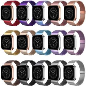 img 3 attached to 🌈 Colorful MioHHR Bands: Breathable Stainless Steel Straps for Fitbit Versa Series