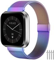 🌈 colorful miohhr bands: breathable stainless steel straps for fitbit versa series logo