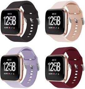 img 4 attached to Премиум водонепроницаемые спортивные ремешки для Fitbit Versa/Versa2/Versa Lite - 🏊 4 шт. Мягкие силиконовые заменяемые браслеты для женщин и мужчин от Xilaiw