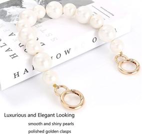 img 1 attached to 👜 Xiazw Large Imitation Pearl Bead Purse Handle Straps Bag Charms - Sturdy Handbag Chains Replacement Accessories Decoration (Off White with Gold Clasp)