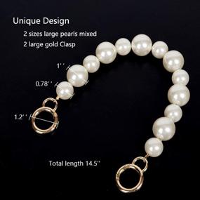 img 3 attached to 👜 Xiazw Large Imitation Pearl Bead Purse Handle Straps Bag Charms - Sturdy Handbag Chains Replacement Accessories Decoration (Off White with Gold Clasp)