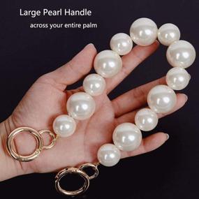 img 2 attached to 👜 Xiazw Large Imitation Pearl Bead Purse Handle Straps Bag Charms - Sturdy Handbag Chains Replacement Accessories Decoration (Off White with Gold Clasp)