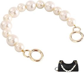 img 4 attached to 👜 Xiazw Large Imitation Pearl Bead Purse Handle Straps Bag Charms - Sturdy Handbag Chains Replacement Accessories Decoration (Off White with Gold Clasp)