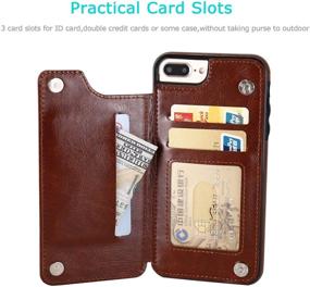 img 2 attached to 📱 OT ONETOP Premium PU Leather Wallet Case with Card Holder for iPhone 7 Plus & iPhone 8 Plus - Kickstand, Card Slots, Double Magnetic Clasp, Durable Shockproof Cover (Brown, 5.5 Inch)