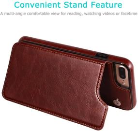 img 1 attached to 📱 OT ONETOP Premium PU Leather Wallet Case with Card Holder for iPhone 7 Plus & iPhone 8 Plus - Kickstand, Card Slots, Double Magnetic Clasp, Durable Shockproof Cover (Brown, 5.5 Inch)