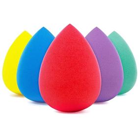img 4 attached to 🖌️ BEAKEY 5 Pcs Makeup Sponge Set: Flawless Foundation Blending Beauty Sponges for Liquid, Cream, and Powder Makeup - Multi-colored