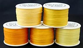 img 2 attached to 🎀 High-Quality 4mm x 55 Yards Yellow Tones Silk Ribbon: 5 Spools - Ideal for Embroidery Projects and Supplies