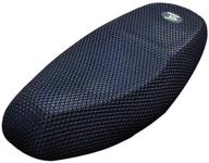 premium autut motorcycle scooter moped seat cover - anti-slip cushion with 3d spacer mesh fabric (size l, blue black) logo