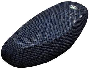 img 4 attached to Premium AUTUT Motorcycle Scooter Moped Seat Cover - Anti-Slip Cushion with 3D Spacer Mesh Fabric (Size L, Blue Black)