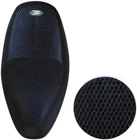 img 3 attached to Premium AUTUT Motorcycle Scooter Moped Seat Cover - Anti-Slip Cushion with 3D Spacer Mesh Fabric (Size L, Blue Black)