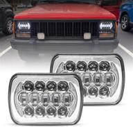 enhance your jeep experience with 5''x7'' and 6''x7'' 105w osram rectangular led headlights for wrangler yj, cherokee xj h6054 h5054 h6054ll 69822 6052 6053 - silver with angel eyes drl logo
