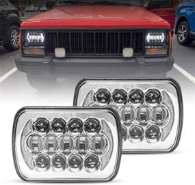 img 4 attached to Enhance your Jeep Experience with 5''X7'' and 6''X7'' 105W Osram Rectangular LED Headlights for Wrangler YJ, Cherokee XJ H6054 H5054 H6054LL 69822 6052 6053 - Silver with Angel Eyes DRL
