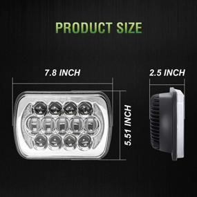 img 2 attached to Enhance your Jeep Experience with 5''X7'' and 6''X7'' 105W Osram Rectangular LED Headlights for Wrangler YJ, Cherokee XJ H6054 H5054 H6054LL 69822 6052 6053 - Silver with Angel Eyes DRL