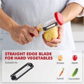 img 2 attached to 🥕 Vegetable Peeler with Built-in Container and 3 Interchangeable Blades - Ideal for Slicing, Shredding, and Julienne Peeling of Fruits and Veggies