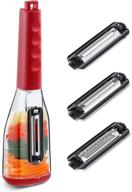 🥕 vegetable peeler with built-in container and 3 interchangeable blades - ideal for slicing, shredding, and julienne peeling of fruits and veggies logo