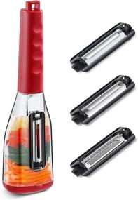 img 4 attached to 🥕 Vegetable Peeler with Built-in Container and 3 Interchangeable Blades - Ideal for Slicing, Shredding, and Julienne Peeling of Fruits and Veggies