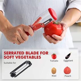 img 1 attached to 🥕 Vegetable Peeler with Built-in Container and 3 Interchangeable Blades - Ideal for Slicing, Shredding, and Julienne Peeling of Fruits and Veggies