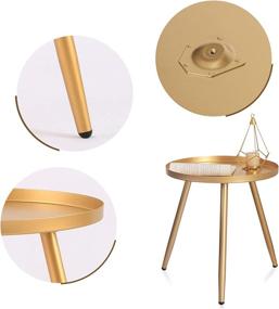 img 2 attached to 🌟 Medium Gold FUNME Tray Metal Round Side End Table – Stylish Accent Coffee Table for Living Room Bedroom Indoors/Outdoors