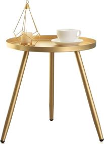 img 4 attached to 🌟 Medium Gold FUNME Tray Metal Round Side End Table – Stylish Accent Coffee Table for Living Room Bedroom Indoors/Outdoors