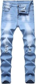 img 4 attached to 👖 Stylishly Rugged: Wedama Distressed Destroyed Stretch Fashion Boys' Jeans