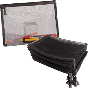 img 3 attached to Black Mesh Zipper Pouch Set - 20-Piece Makeup Cosmetic & Pencil Storage Bags (9.5 x 7.1 Inches)