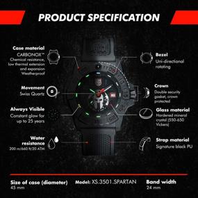 img 2 attached to 🕶️ Limited Edition Luminox Official Spartan Watch for Men Black (XS.3501/3500 Series): Black Dial, Black Strap, White Markers