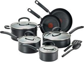img 4 attached to 🍳 T-fal C561SC Titanium Advanced Nonstick Cookware Set | Thermo-Spot Heat Indicator | Dishwasher Safe | 12-Piece | Black