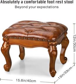 img 1 attached to Voikinfo Leather Footstool Rubberwood Furniture Furniture