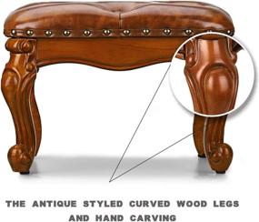 img 2 attached to Voikinfo Leather Footstool Rubberwood Furniture Furniture