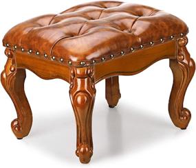 img 3 attached to Voikinfo Leather Footstool Rubberwood Furniture Furniture